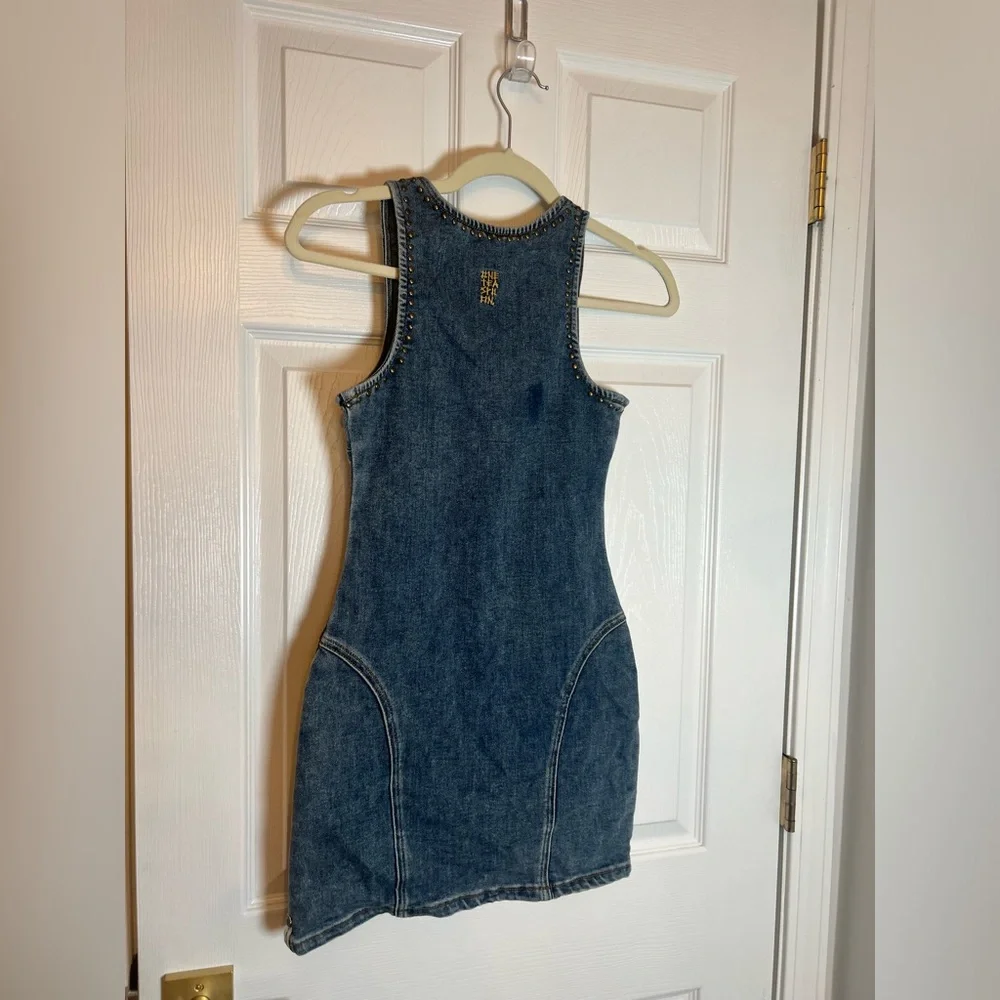 One Teaspoon Denim Mini Dress in Worn Blue - Picture 7 of 8